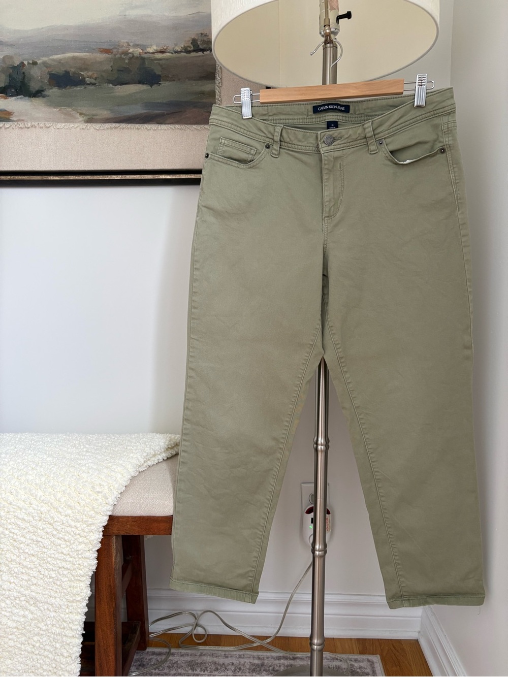 Calvin Klein Olive Green Straight Leg Capris